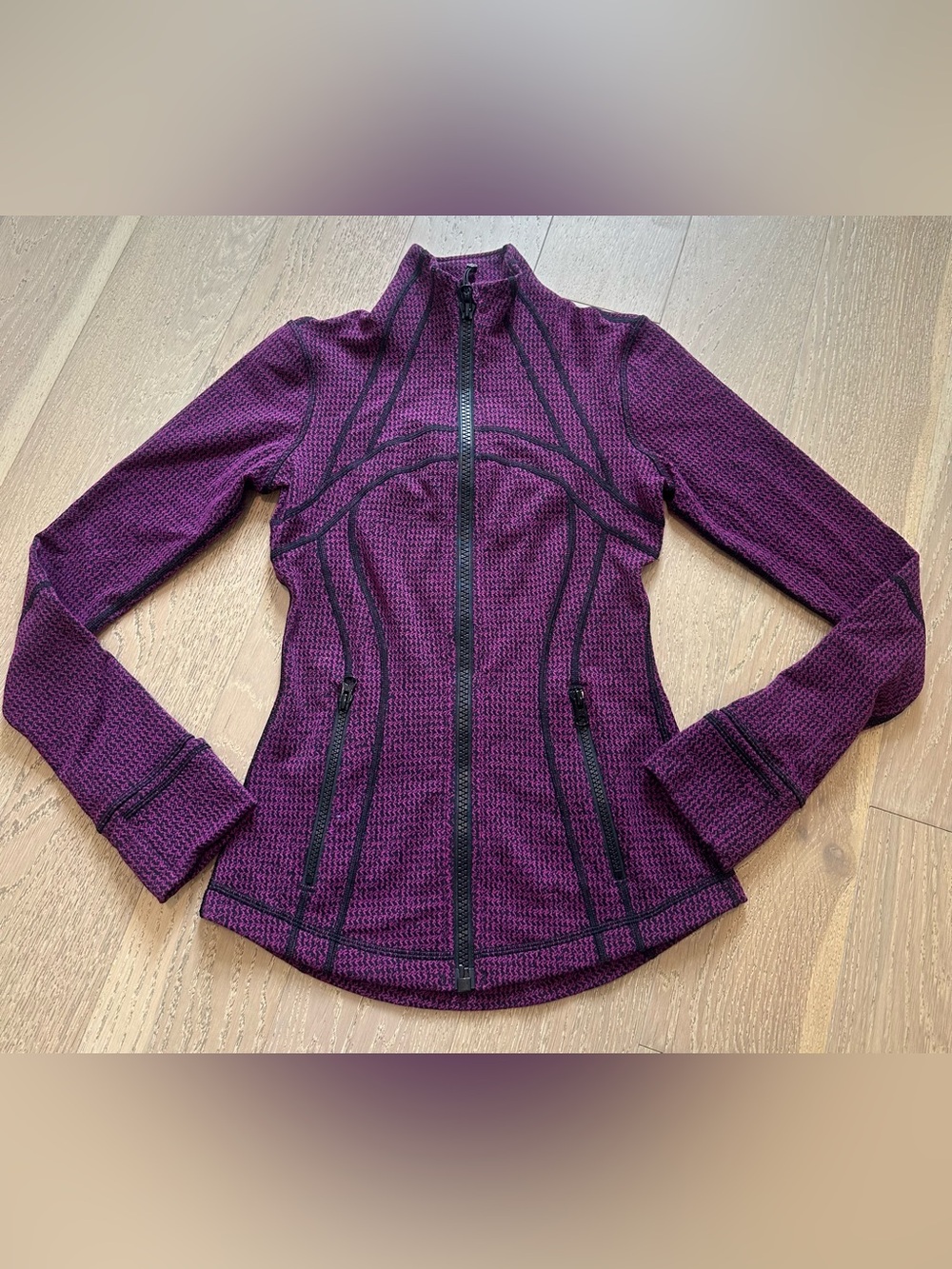 Matching set! lululemon Forme Jacket + Wunder Under Crop Ziggy Wee Plum Leggings
